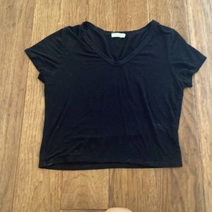 Black soft V neck Cropped Top.